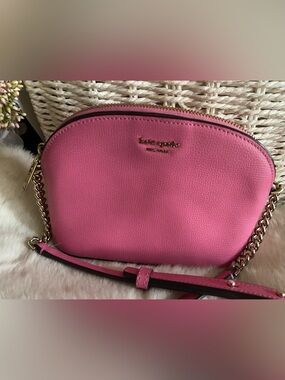 kate spade Pink Pebbled Dome Crossbody with Gold Chain